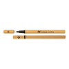 A cardboard pen featuring a black tip and a removable cap, with a logo printed on its body.