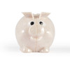 A cute, small pig-shaped eco-friendly coin bank with a smiling face and a rounded body, designed for saving money.