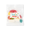 A cello bag filled with assorted jelly candies in various colors, including red, yellow, green, and blue.