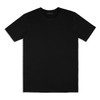 A black unisex T-shirt featuring a round neckline and short sleeves, with a logo on the label.