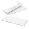 A horizontal notepad with a white cover and 50 blank leaves, featuring a simple design and a logo.