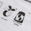 A clear, biodegradable self-adhesive bag featuring eco-friendly symbols and a logo.
