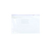 A transparent A4 file bag with a zip closure and a label holder, ideal for organising documents.