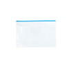 A transparent A4 file bag with a blue zip closure, suitable for storing documents and papers.