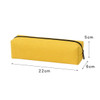 A yellow pencil case with a zip closure, featuring measurements of 22cm x 5cm x 6cm and a simple design.