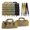 A roll-up tool bag in khaki, green, and black, with detachable straps and handles for easy carrying.
