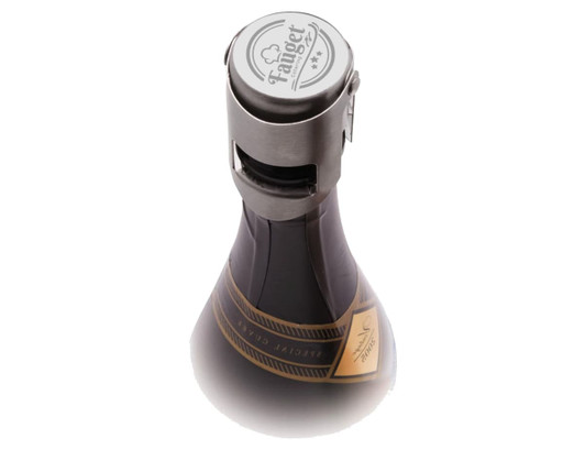 A drink bottle with a silver cap, featuring a sleek black design and a logo on the top.