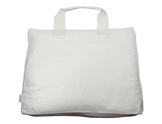 A white conference bag with sturdy handles, featuring a logo on the side. Measures 28cm x 37cm x 6cm.