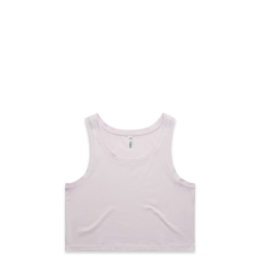 A light pink cropped singlet with a simple design and a logo on the label.