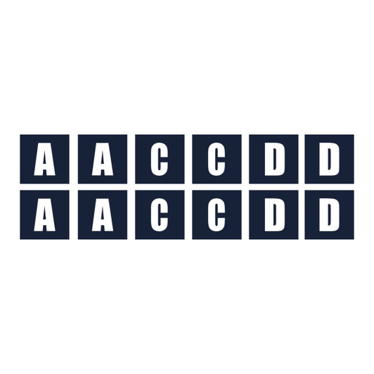 A set of netball bibs in navy, featuring white lettering in an arranged format. The set includes twelve items.