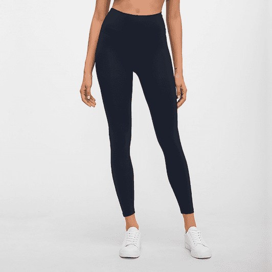 High-rise training full tights in navy blue, featuring a sleek design and a logo on the waistband.