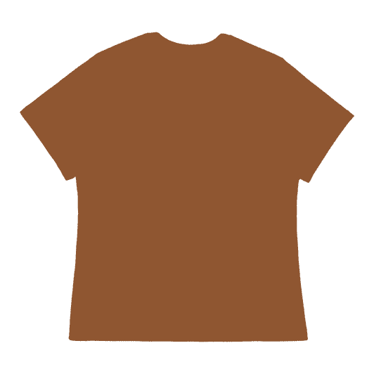 A rust-coloured ladies T-shirt with a relaxed fit and a plain back, featuring a logo.