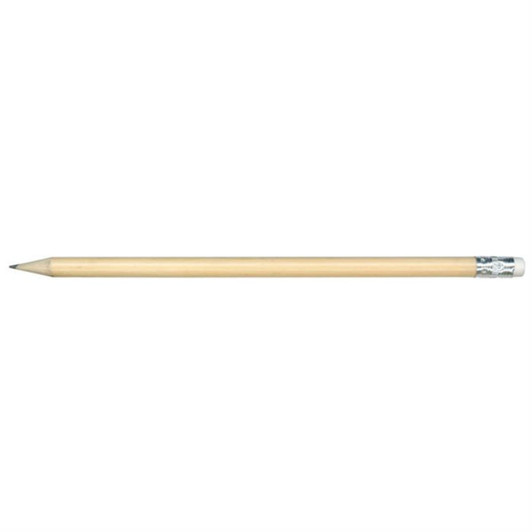 A grey-lead pencil with a wooden body and a silver ferrule at one end.