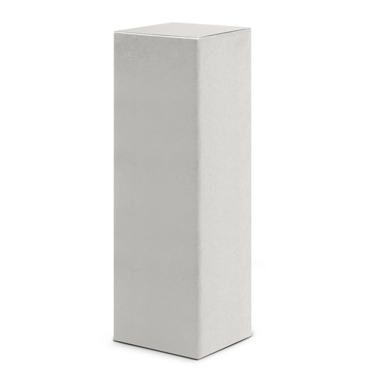 A plain, unmarked gray box standing upright.