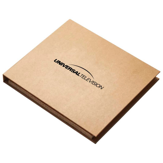 A light brown kraft box featuring a logo, designed for product storage or presentation.