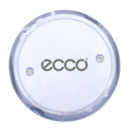 A transparent LED yo-yo with a circular shape and a logo on its surface. The design features a purple tint.