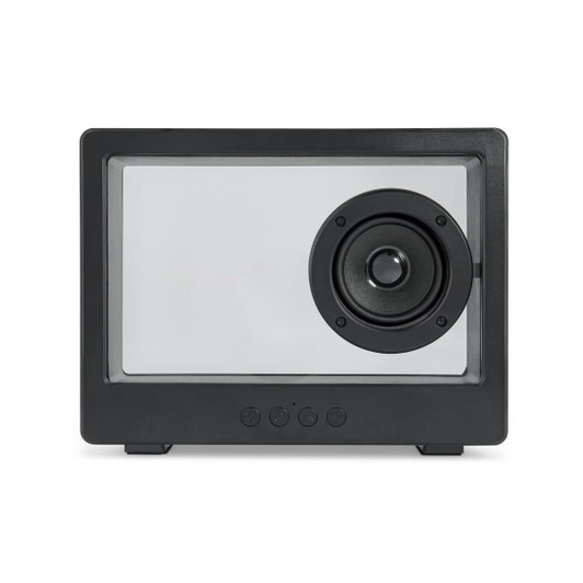 A black Lightriot Speaker with a large speaker cone and control buttons at the bottom.