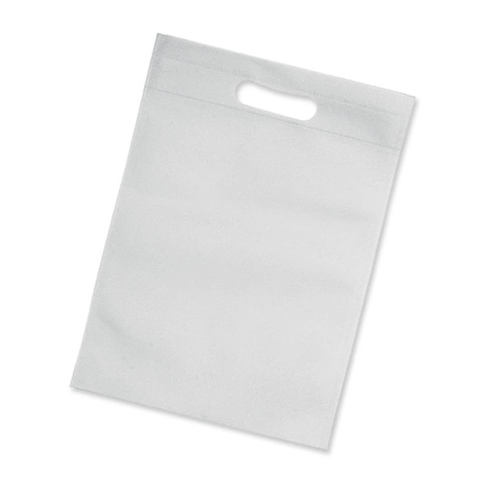 A light grey gift tote bag featuring a handle and a simple design. The bag has a blank surface, ideal for customisation.