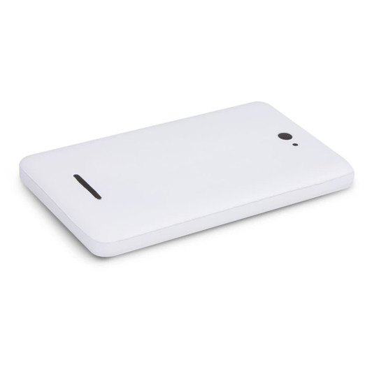 A white stress relief phone-shaped keyring designed to alleviate stress.