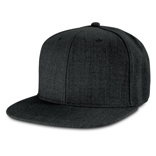 A Chisel Flat Peak Cap in a dark shade, featuring a classic flat brim and structured design.