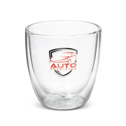 A double wall glass with a capacity of 310ml, featuring a logo design for "AUTO DETAILING."