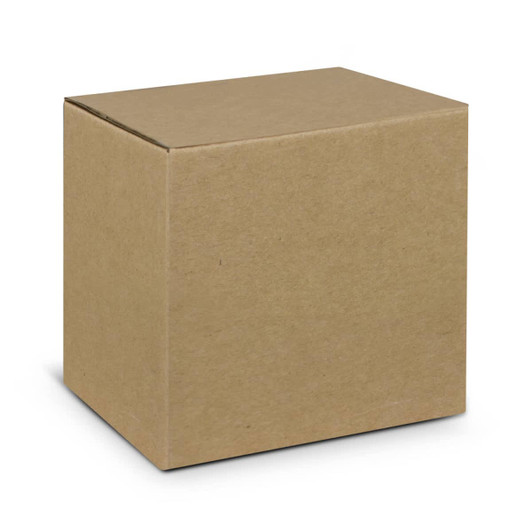 A brown cardboard box with a plain surface, featuring a square shape and flaps on the top.