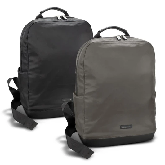 Two Moleskine Ripstop Backpacks in black and olive green, featuring a logo and adjustable straps.