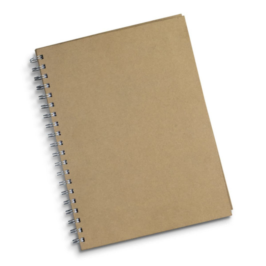 A brown spiral-bound notebook with a plain cover, designed for use as a whiteboard.
