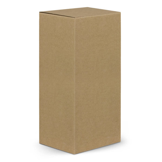 A plain brown cardboard box, rectangular in shape, with a top flap. The surface is unmarked and features no branding.