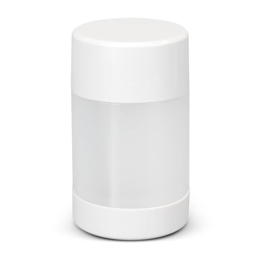 A drink bottle set featuring a sleek white design with a clear middle section and a white cap.