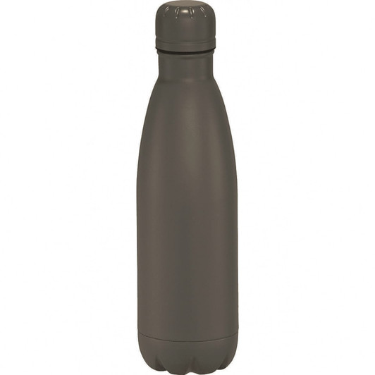 A drink bottle in dark green, with a sleek design and a fitted cap, featuring a logo.
