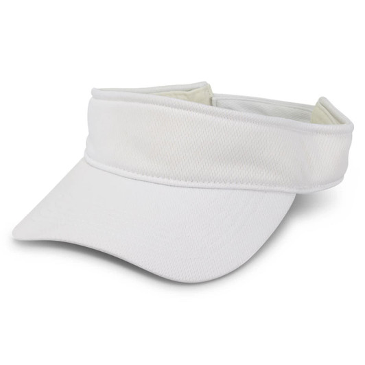 A white sports mesh visor with a textured band and a wide brim. It features a logo on one side.