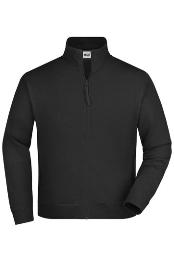 A black track jacket with a high neck and zip front, featuring long sleeves and a fitted design.