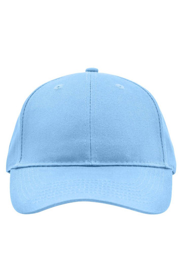A light blue brushed six-panel cap with a curved brim and a brand logo on the front.