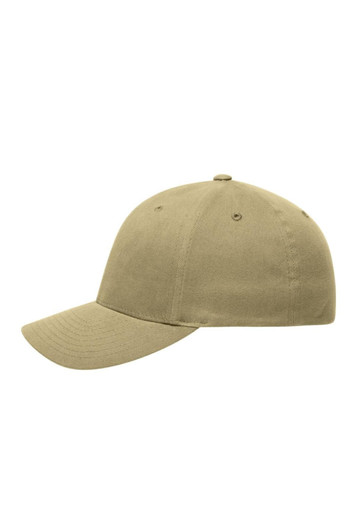 A khaki Original Flexfit® Cap with a curved brim and ventilation eyelets, featuring a logo.