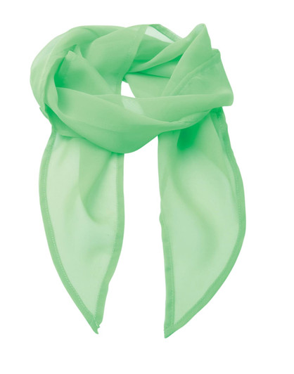 A light green chiffon scarf, featuring a soft, flowing material with a delicate finish.