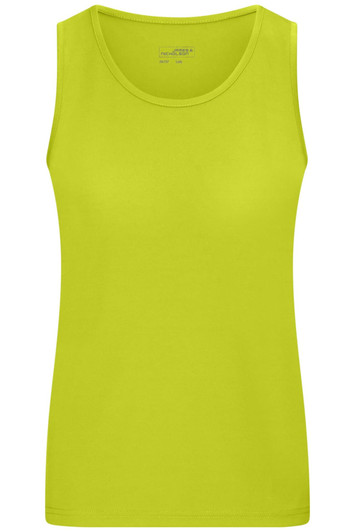 A bright yellow ladies active tank top with a classic singlet design and no visible branding.