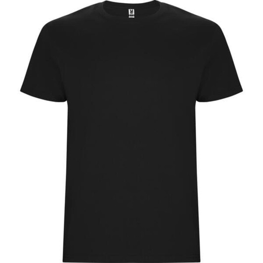 A black Stafford T-shirt featuring a classic round neckline and short sleeves. It includes a logo on the label.