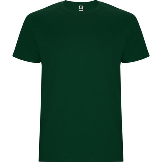 A plain green Stafford T-shirt with a round neck and short sleeves. Features a logo on the label.