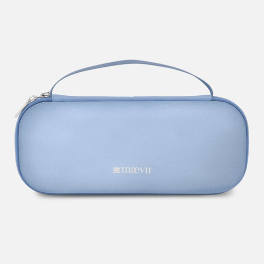 A light blue stethoscope case featuring a simple design and a handle for easy carrying. It has a logo on the front.