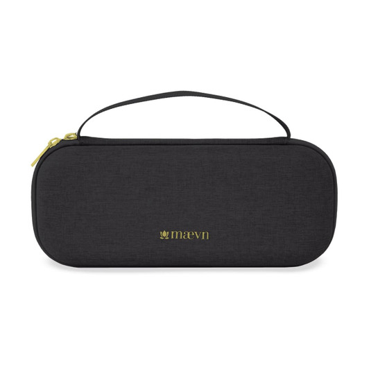 A black Stethoscope case with a gold logo and a handle for easy carrying.