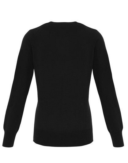 A black women's essential cardigan featuring a simple, ribbed design with long sleeves and a fitted silhouette.