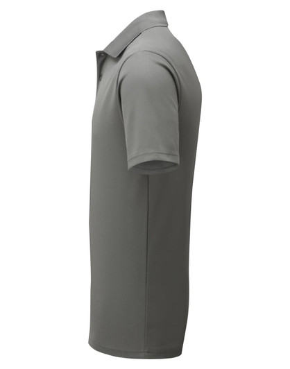 A light grey men's polo shirt featuring a classic collar and short sleeves, with a logo.