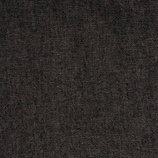 A textured fabric in a dark grey hue, showcasing a cotton denim weave.