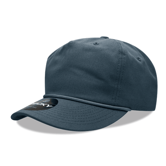 A dark grey 5-panel high profile relaxed cap with branding and a curved brim.