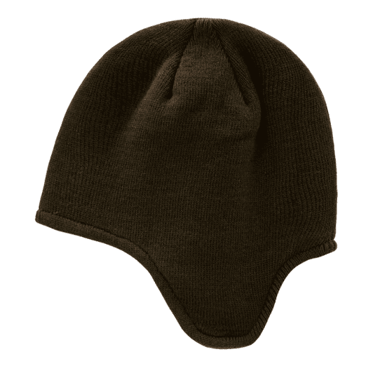 A brown helmet beanie featuring a snug fit with extended sides. The product has a simple, unadorned design.
