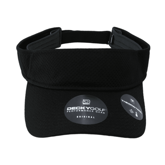 A black dimple patterned sun visor featuring a logo and a breathable design.