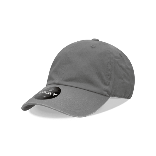 A grey youth 6 panel low profile relaxed cap featuring a logo on the front.