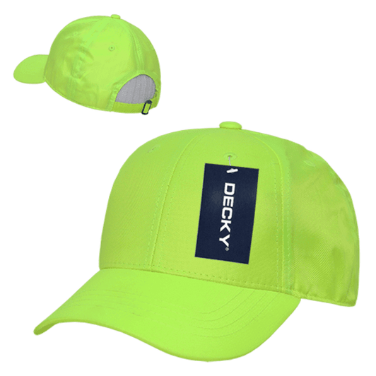 A bright neon yellow cap with a structured low profile design and a logo on the front.