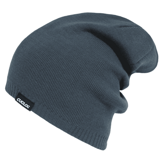 Aconcagua Reversible Beanie in navy blue with a branding label visible.
